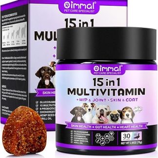 15 in 1 Dog Multivitamin Treats, to Support Health - Skin, Hip and Joints, Intestinal Health, Multivitamin Chewable Tablets for Dogs of All Breeds (30 Duck Flavoured Chews)