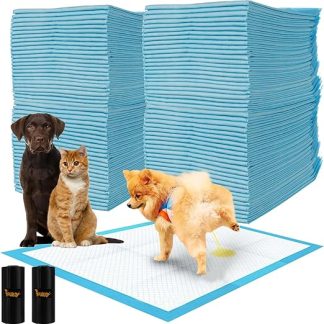 Purlov Training Pads for Dogs 60 x 90 cm Pack of 100 + 2 Bags Incontinence Bed Pad for Animals - Dog Accessories and Puppies - Dog Toilet for Home 21603