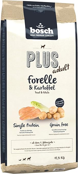bosch HPC Plus Trout & Potato Dog Food for Adult Dogs of All Breeds, Single Protein, Grain-Free