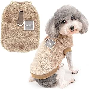 Zunea Fleece Winter Jacket for Small Dogs Warm Winter Coats Pullover Sweater Soft Fuzzy Puppy Clothing with D-Ring for Harness Lead Cold Weather Pet Clothing for Chihuahua Cats Brown S