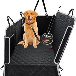 PawJoy Dog Blanket Car Rear Seat + Hard Floor - Waterproof, Non-Slip - Car Seat Cover Dog Side Protection & Seat Belt - Universal Size 136 x 61 cm - Back Seat Dog Blanket Dog Car Seat Rear Seat