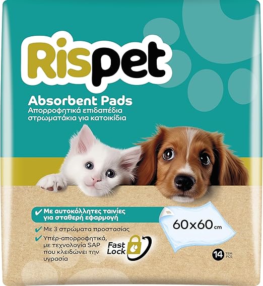 RISPET 14 x Hygienic Dog Mats 60 x 60 cm High Absorbency with Odour Control