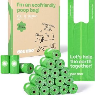 Biodegradable Dog Waste Bags with Handle, Waste Bags for Dogs with Fragrance, 270 Pieces, 18 Rolls, Dog Poop Bags Made of Recycled Materials, 50% Starch, Leak-Proof