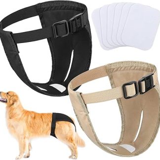 Pack of 2 Female Dogs, Washable Protective Pants, Reusable Dog Nappies, Dog Trousers with 6 Sanitary Pads, Adjustable Protective Trousers for Female, Dogs, Heat (XL)