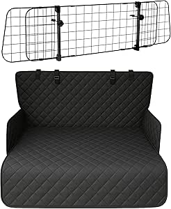 EUROCATCH Dog Car Set - Water-Repellent Boot Blanket & Adjustable Dog Guard (90-155 cm Wide, 75-134 cm High) - Universal, Robust