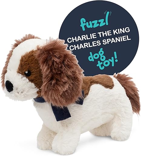 Fuzzl Charlie the King Charles Spaniel Plush Dog and Puppy Toy - Interactive Dog Toy with Squeaker and Durable Stitching for Small and Large Dogs Squeaky Dog Toy