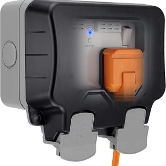 BG Electrical WP22WR Outdoor Weatherproof Double Switched Wall Socket, USB, Wi-Fi Extension, Nexus Storm, Grey, 13A, IP66 Rated