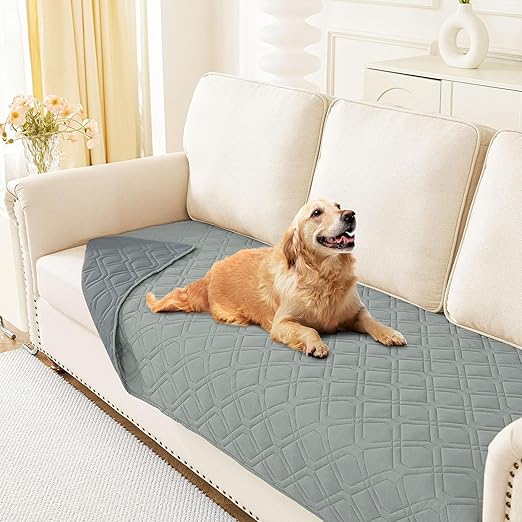 Homaxy Dog Blanket, Waterproof, Dog Mat, Outdoor, Washable, Reversible Blanket, Soft Cat Blanket for Sofa, Couch, Bed, On the Go (130 x 100 cm, Grey + Dark Grey)