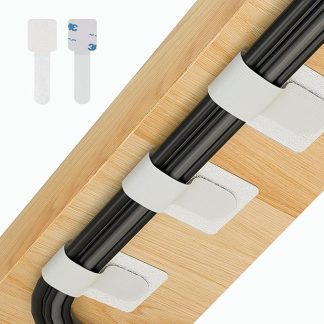Abnii Pack of 50 Cable Management Desk, Cable Ties, Self-Adhesive Velcro Cable Organiser, Desk Cable Holder, Cable Clips, Cable Attachment for TV, Fairy Lights, White, Small