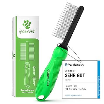 Test Resources Very Good Fur Detangler Comb I Dog Brush & Cat Brush Medium to Long Hair Suitable for Small - Large Animals I Easy Cleaning I + New E-Book