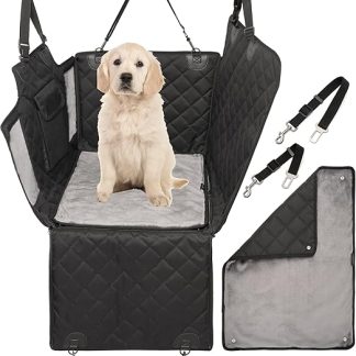 2GOODz Dog Car Seat for Back Seat with Fluffy Additional Blanket - Dog Blanket for Small, Medium Dogs - Seat Belts in 2 Different Lengths - Waterproof and Robust