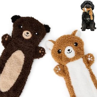 Zappi Co Squeaky Crinkle Toy for Dogs, No Plug, 2 Pack: Squirrel and Otter - Durable Plush Chew Toy for Small Medium Dogs