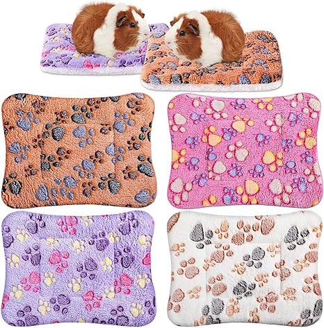 Hestya Pack of 4 Ultra Soft Dog Beds, Cat Cushion with Cute Pattern, Reversible, Small Animal Fleece Bed, Dog Cage Mat, Washable, Thickened, Guinea Pig Bed Mat (32 x 25 cm)