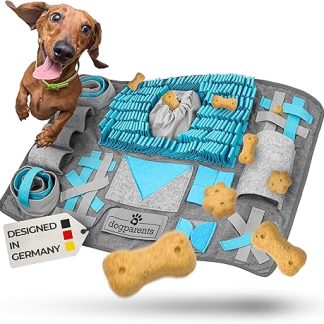 DOGPARENTS Sniffing Rug for Dogs Large & Small [12 Hidings] Dog Activity Extra Robust Sniffing Rug Dog & Cat - Sniffing Mat Dog Blue