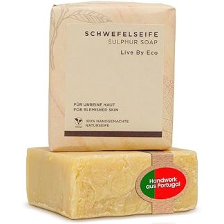 Sulphur Soap for Blemished Skin Face - Acne Soap for Clear Skin - Sulphur Soap as Pore Cleaner - Handmade Natural Soap - Relieves Skin Inflammation - Vegan Face Cleansing - 100 g