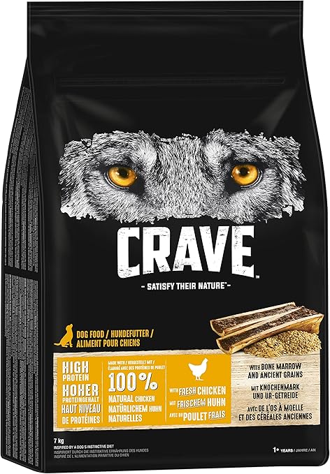 Crave Adult Dry Food with Chicken with Bone Marrow and Primary Grains, 7 kg (1 Bag) - Premium Dry Dog Food with High Protein Content - Made with 100% Natural Chicken