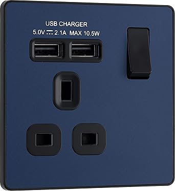 BG Evolve 13A Matt Blue (Black) 2 x USB 2.1A Socket