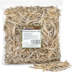 Kaureks Natur Hundeleckerlies, Sprats Dried Fish for Dogs 1000 g, Omega 3 Fatty Acids, Dog Snack, Dog Food, Chew Item
