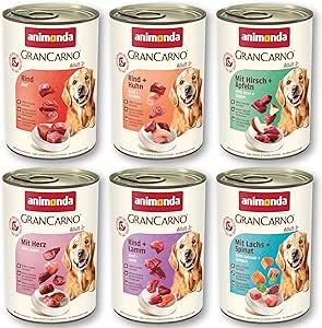 animonda Grancarno Adult Savoury Variation (6 x 400 g), Dog Wet Food for Adult Animals, Wet Food for Dogs with 100% Fresh, Meat Ingredients, Dog Food without Grains