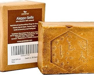 Carenesse Aleppo Soap, 60% Olive Oil 40% Laurel Oil, Approx. 200 g, original olive oil soap, natural product, vegan handmade shower soap, natural soap