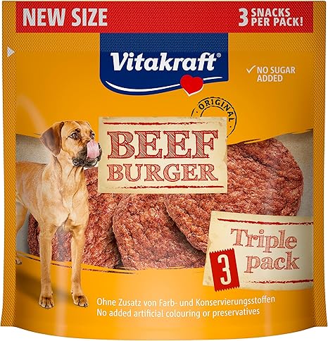 Vitakraft Beef Burger, Dog Treats, for in Between and on the Go, No Added Sugar (1 x 27 g)