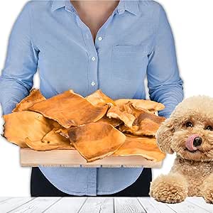 Cattle Skin for Dogs 1 kg (approx. 20-25 Pieces) | Dried Cattle Skin Chew Items | 100% Natural | Air Dried | Grain Free | Long Chewing Fun for Small and Large Dogs