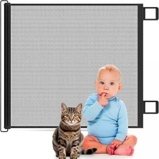 Stair Safety Gate, Extendable, No Drilling, 150 cm x 78 cm Height, Door Gate, Barrier Gate, Extendable for Baby, Cats, Dogs, Extendable Safety Gate for Stairs, Door, Corridor, Indoor, Outdoor,