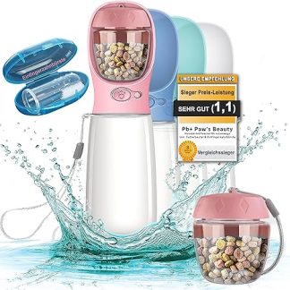 Gift Set of 3 Innovative 550 ml Dog Drinking Bottle for Travelling Includes Food Bag and Toothbrush | Premium Dog Drinking Bottle | Dog Drinking Bottle for Travel | 100% Leak-Proof
