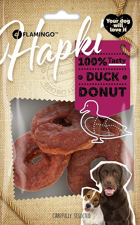 Flamingo Dog Treat, Donut with Duck, 95 g, Delicious Dog Snack, No Added Sugar