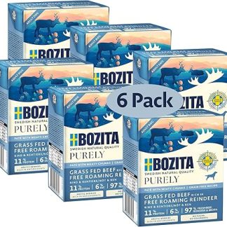 Bozita Purely Paté Adult Reindeer - 370 g - Grain-Free Wet Food in a Tin for Dogs - With 11% Protein & 6% Fat - For All Dog Sizes & Activity Levels - No Sugar & Artificial Additives