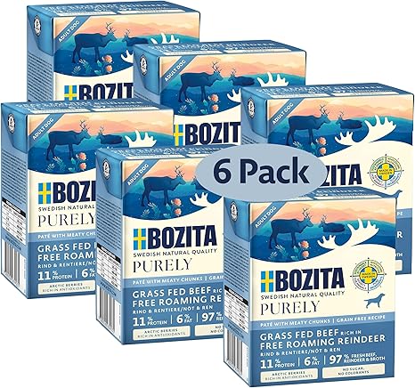 Bozita Purely Paté Adult Reindeer - 370 g - Grain-Free Wet Food in a Tin for Dogs - With 11% Protein & 6% Fat - For All Dog Sizes & Activity Levels - No Sugar & Artificial Additives