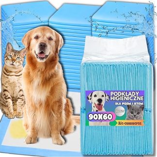 Ale-commerce Pack of 100 Training Pads for Dogs 60 x 90 cm Dog Toilet Incontinence Bed Pad 6-Layer Design Dog Accessories Quick Drying Puppies Elderly Dogs Absorbent Changing Mat