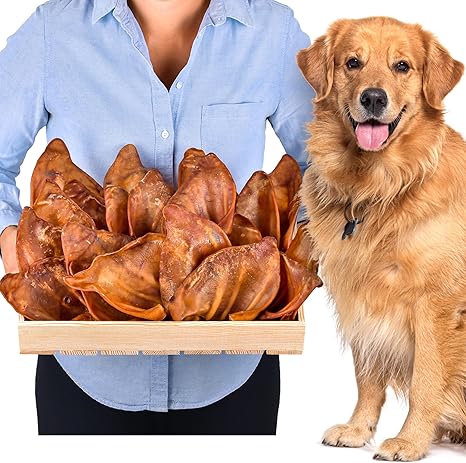 Pig Ears for Dogs, Pack of 20 (800 g), Whole Dried Pig Ears Chew Items, 100% Natural, Long-Lasting Chewing Fun, Grain-Free, Ideal for Small and Large Dogs