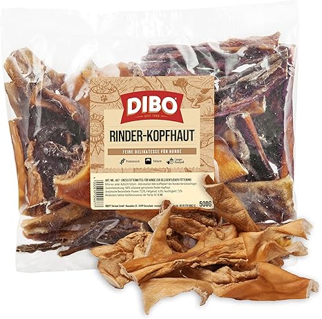 DIBO Beef Scalp, 500 g Bag, Natural Chew Snack or Treats for Between, Dog Food, Quality Chew Items Without Chemicals