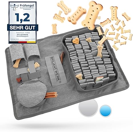 Briliantwerk® Sniffing Rug Dog - Extremely Durable Material - 5 Training Elements and 3 Difficulty Levels - The Intelligence Toy for Dogs of All Sizes (Grey)