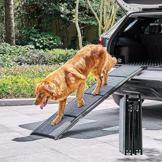 CO-Z Dog Ramp for Large Dogs 160 cm Dog Car Ramp with Polyester Duvet Cover Entry Aid Car for Medium and Large Dogs up to 90 kg Foldable Dog Stairs for SUV and Truck