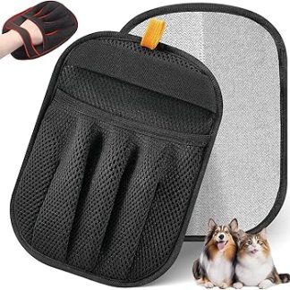 ROMANVIC Pet Hair Remover Glove, Pack of 2 Electrostatic Dog Hair Removal Gloves, Fur Magnet, Cat Hair Remover, Double-Sided for Dogs and Cats, Reusable