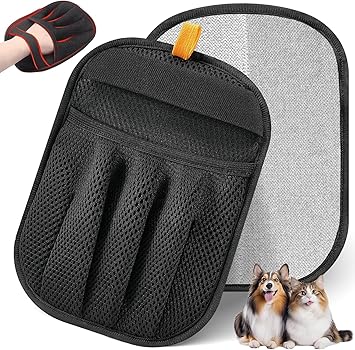 ROMANVIC Pet Hair Remover Glove, Pack of 2 Electrostatic Dog Hair Removal Gloves, Fur Magnet, Cat Hair Remover, Double-Sided for Dogs and Cats, Reusable