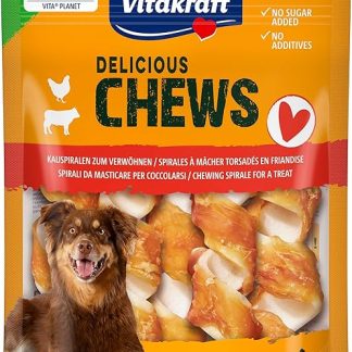 Vitakraft Delicious Chews Dog Chew Bone, Cow Skin Wrapped with Chicken Meat, for Business, No Added Sugar (1 x 100 g)