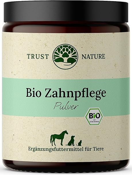 Trust Nature Organic Dental Care Powder for Dogs and Cats | Against Plaque Formation | Promotes Fresh Breath | Organic Parsley, Organic Mint, Organic Spirulina, Organic Chlorella, Organic Bamboo, Bio VIT C