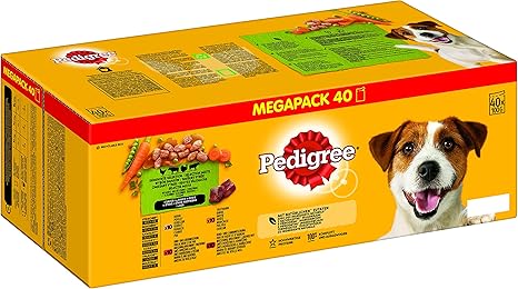 Pedigree Mixed Selection in Sauce – Wet Dog Food in Portion Bag – Dog Food in Sauce with Chicken – Beef – Turkey and Lamb - Bulk Pack (40 x 100 g)