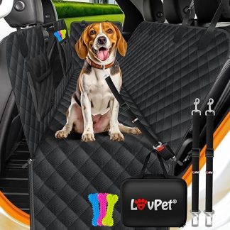 Lovpet® 2-in-1 Dog Blanket for Car Rear Seat & Boot with Side Protection and Viewing Window Boot Protection - Water-Repellent Dog Car Seat Cover Universal Car Cover Back Seat Including Accessories