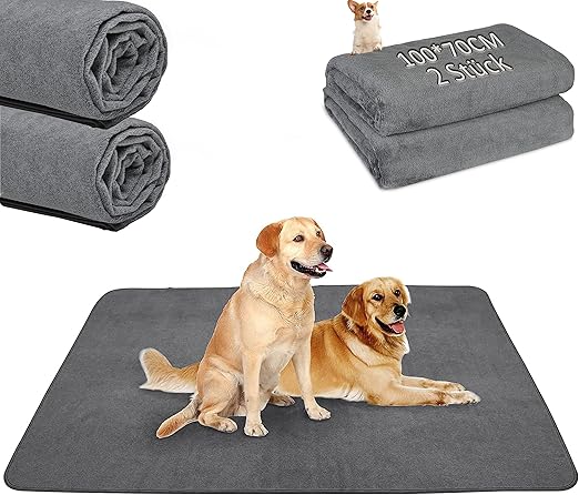 Pack of 2 Puppy Training Pads, Washable Puppy Training Pads, 100 x 70 cm, Quick-Absorbing Pet Hygiene Mat, Reusable Training Pads for Puppies, Old or Incontinent Dogs