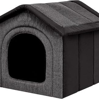 PillowPrim Dog Cave Bed, Cat Cave Bed, 3XL (76 x 72 cm), Graphite with Black