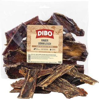 DIBO Beef Jerky, 250 g Bag, Natural Chew Snack or Treats for In Between, Dog Food, Quality Chew Items Without Chemicals DIBO
