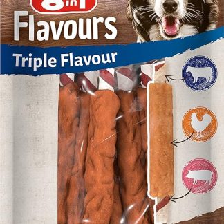 8in1 Triple Flavor Ribs Chew Snack 6 Pieces Wrapped with Chicken Fillet, 1 Pack (113 g)