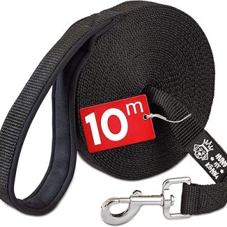 HUND IST KÖNIG Recall Lead 10 m for Dogs – Dog Lead 10 m with Grip Padding – Robust Dog Recall Lead, Water-Repellent and Dirt-Resistant – for Successful Dog Training Including eBook