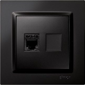 SIMON Black Landline Telephone Socket RJ11 Plug Simon 10 Series Wall Rose Recessed Plug Easy to Install Includes Frame, Lid and Mechanism