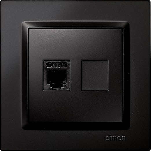SIMON Black Landline Telephone Socket RJ11 Plug Simon 10 Series Wall Rose Recessed Plug Easy to Install Includes Frame, Lid and Mechanism