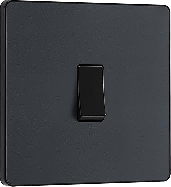 BG Electrical Evolve 20A 2 Way Single Light Switch, Matt Grey
